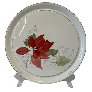 Block Bernarda Watercolors Red Poinsettia, Cake Plate, Goertzen, Serving platter